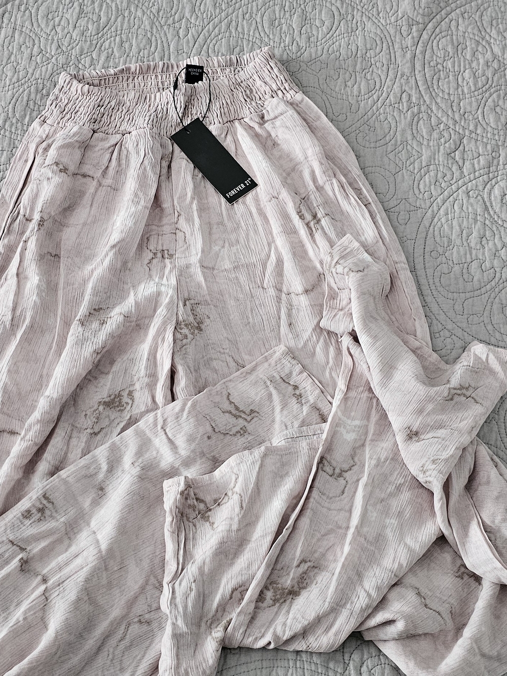 Forever 21 Pale Blush Printed Elastic-Waist Maxi Skirt